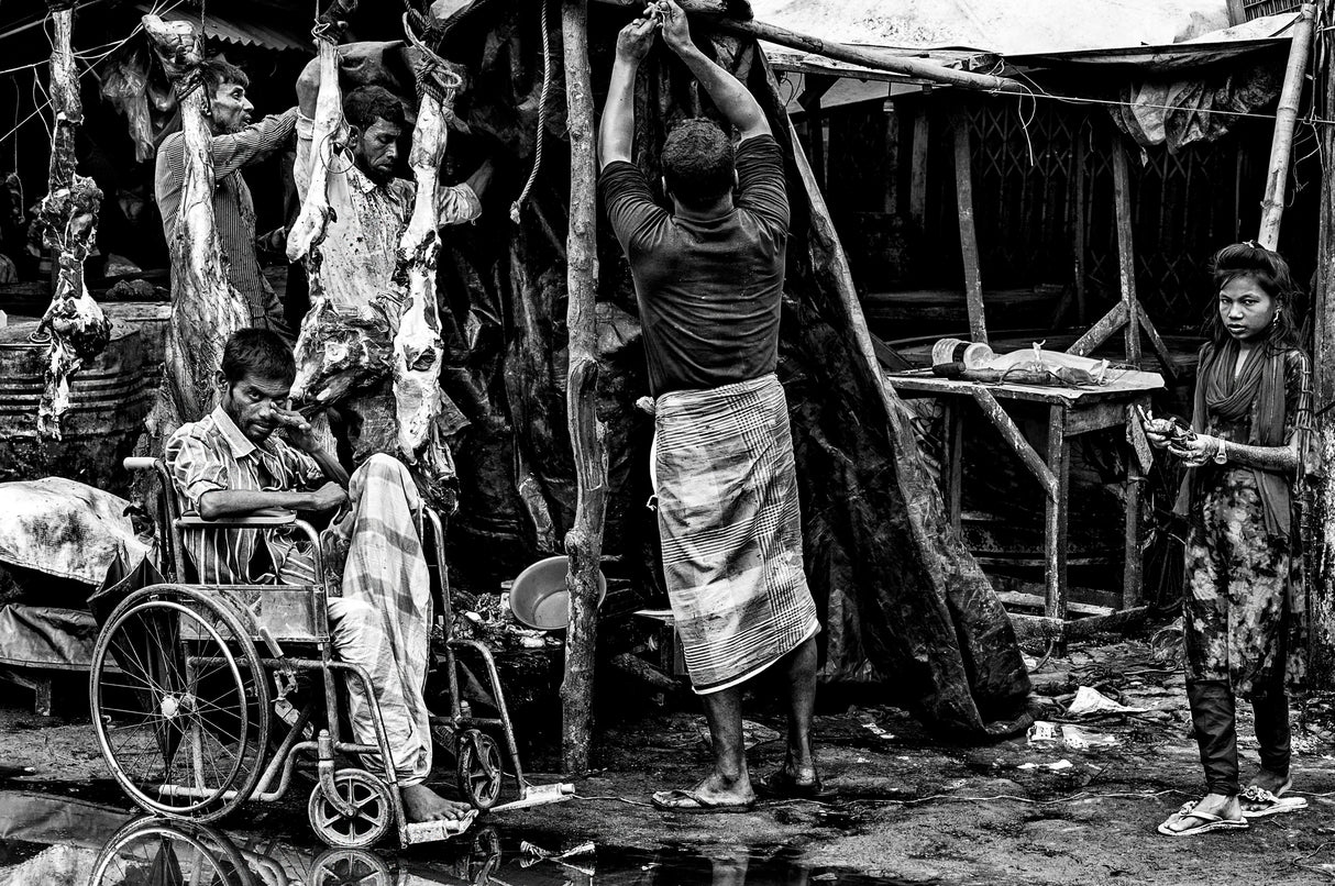 Meat stall in a market in Bangladesh. Poster och Canvastavla