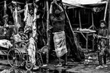 Meat stall in a market in Bangladesh. Poster och Canvastavla