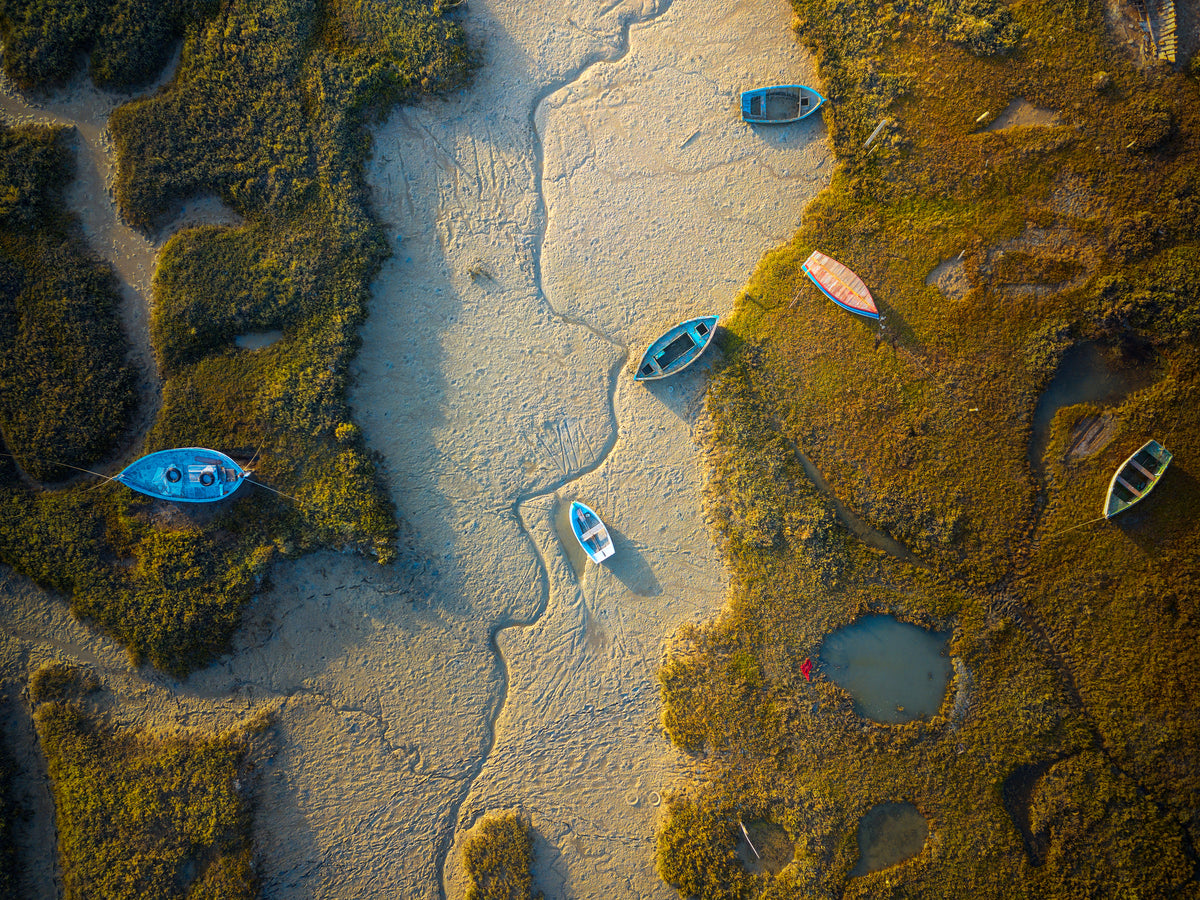 Pattern boats golden hour Poster och Canvastavla