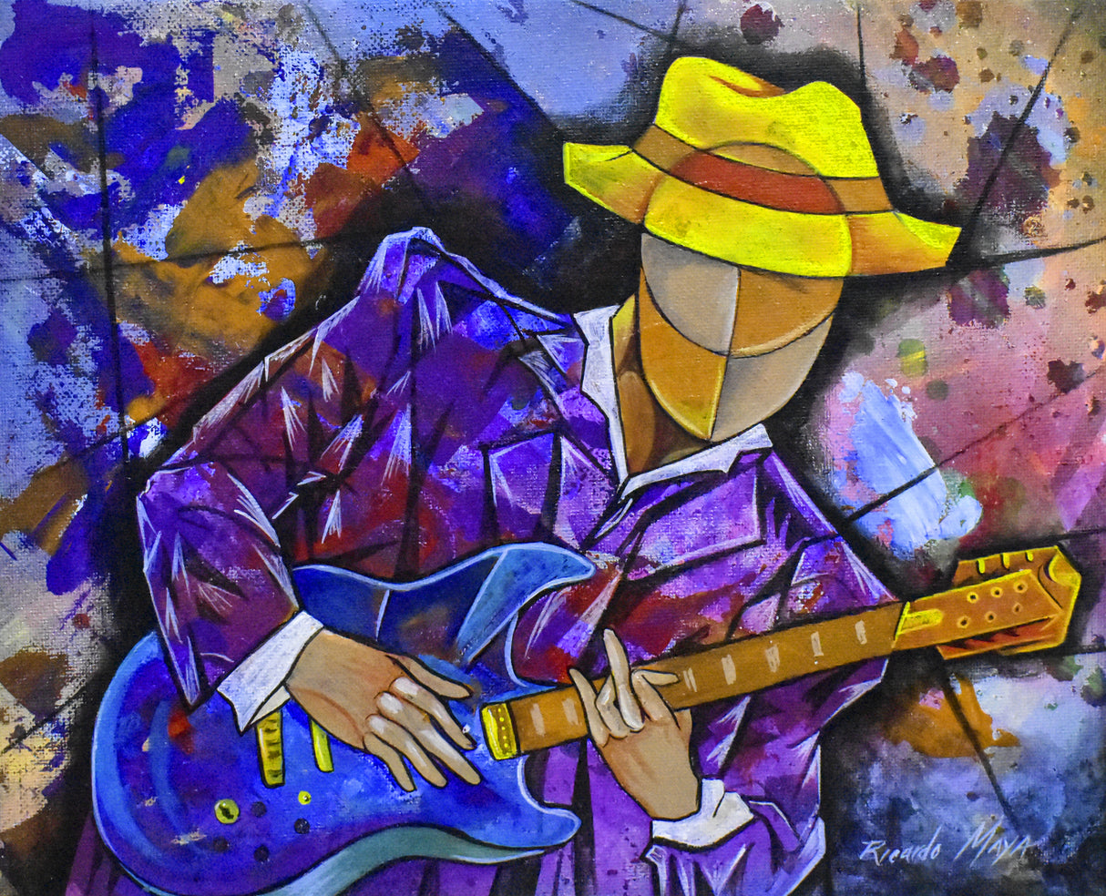 Blues Street Guitarist Poster och Canvastavla