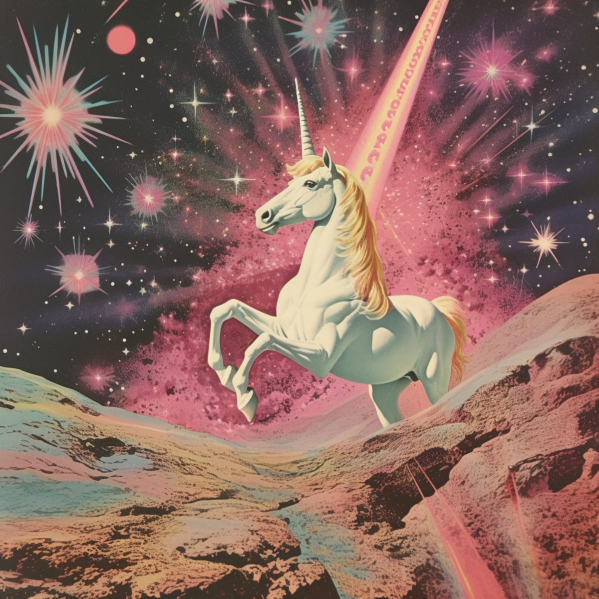 Magic Unicorn Collage Art Poster och Canvastavla