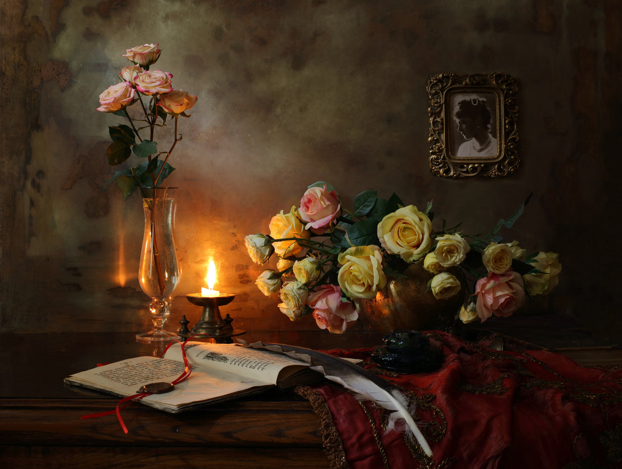Still life with an open book Poster och Canvastavla