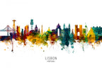 Lisbon Portugal Skyline Poster och Canvastavla