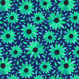 Floral Polka Dot Center Turquoise On Navy Poster och Canvastavla