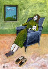 Lady with Cat Poster och Canvastavla