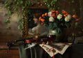 Still life with violin and flowers Poster och Canvastavla