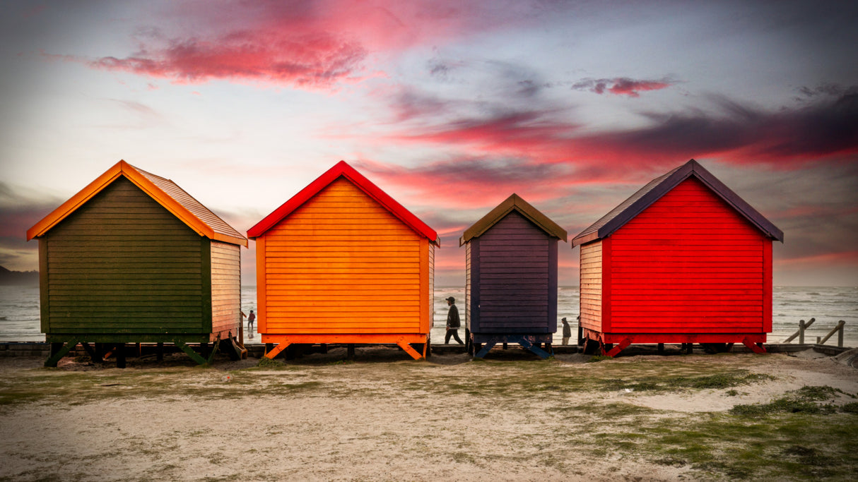 Victorian Beach Huts Poster och Canvastavla