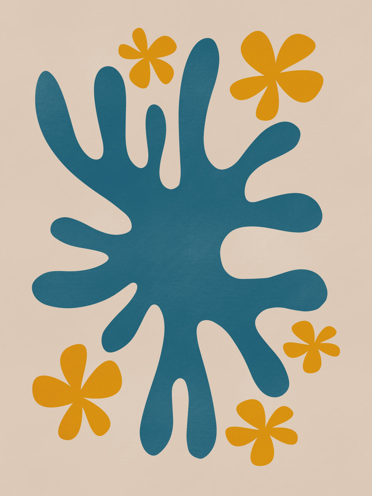 Coral With Flowers Poster och Canvastavla
