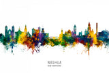 Nashua New Hampshire Skyline Poster och Canvastavla