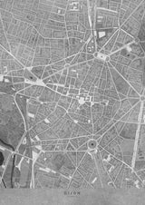 Gray vintage map of Dijon downtown France Poster och Canvastavla
