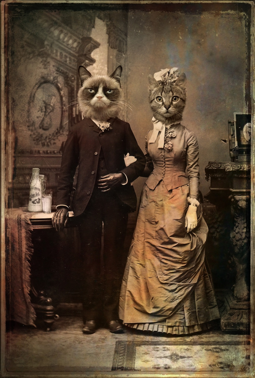 Cat Couple Poster och Canvastavla