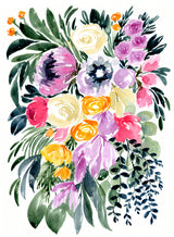 Urja loose floral watercolor bouquet Poster och Canvastavla