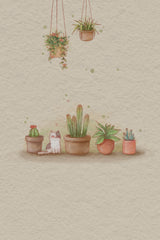 Cactus and cat 1 Poster och Canvastavla