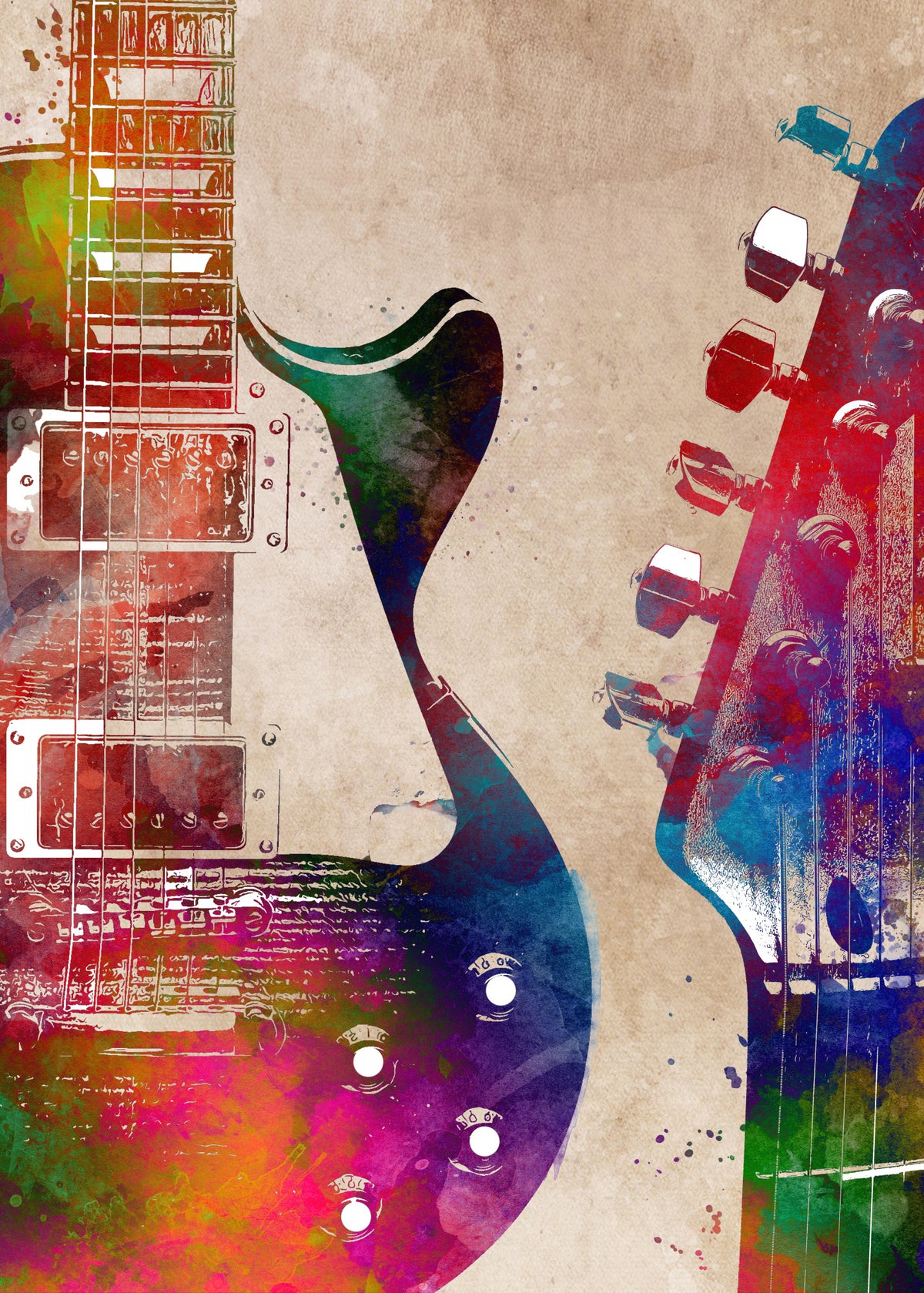 Guitar music art 12 Poster och Canvastavla