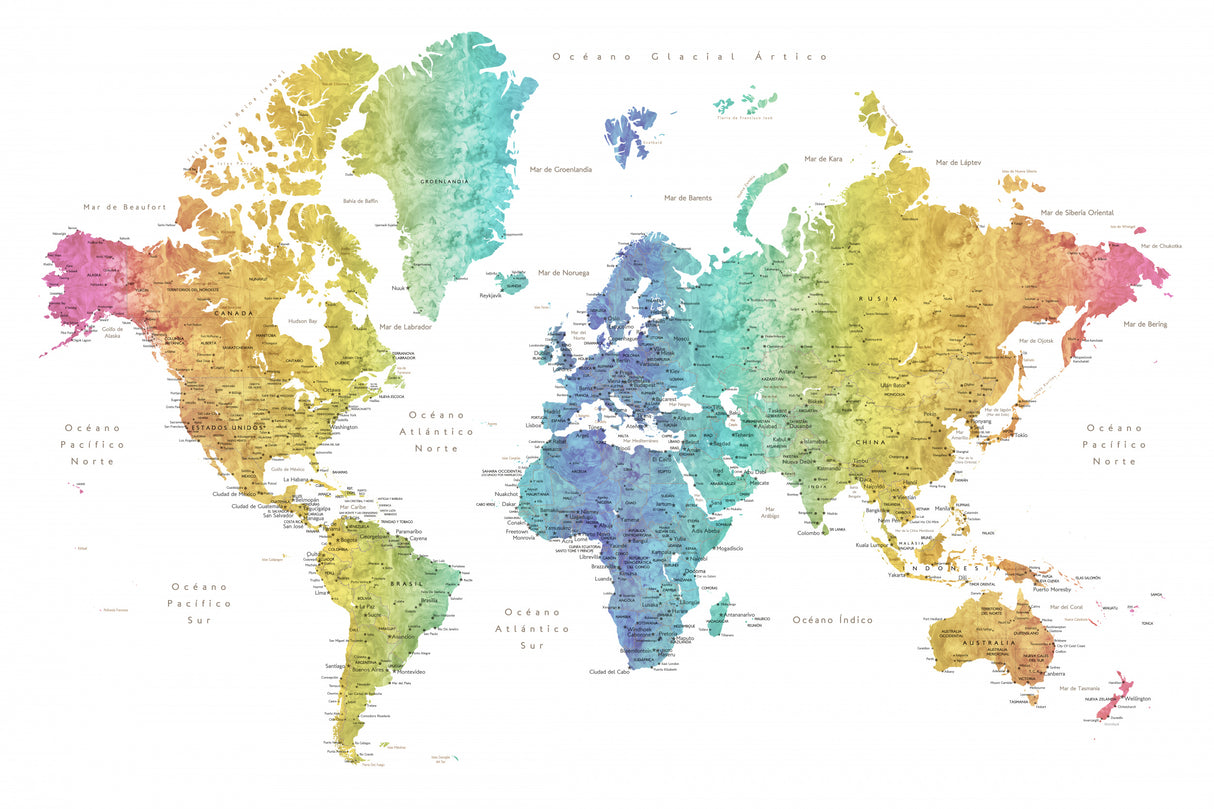 Jude world map in Spanish Poster och Canvastavla