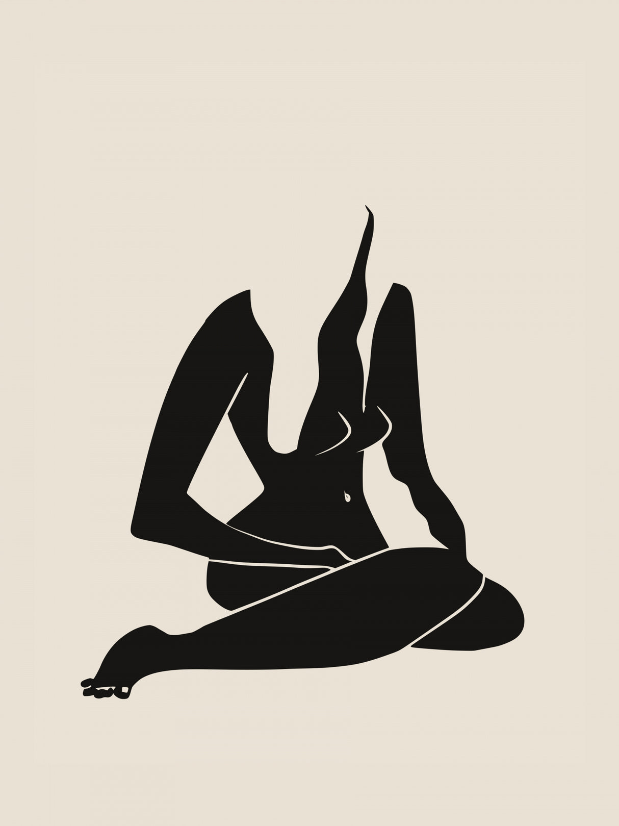 Long Hair Nude In Black Poster och Canvastavla