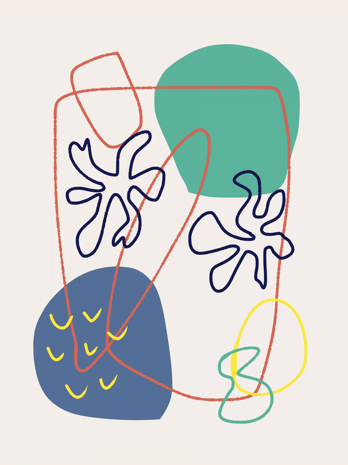 Abstract Corals and Pebbles Poster och Canvastavla