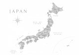 Gray watercorlor map of Japan Poster och Canvastavla