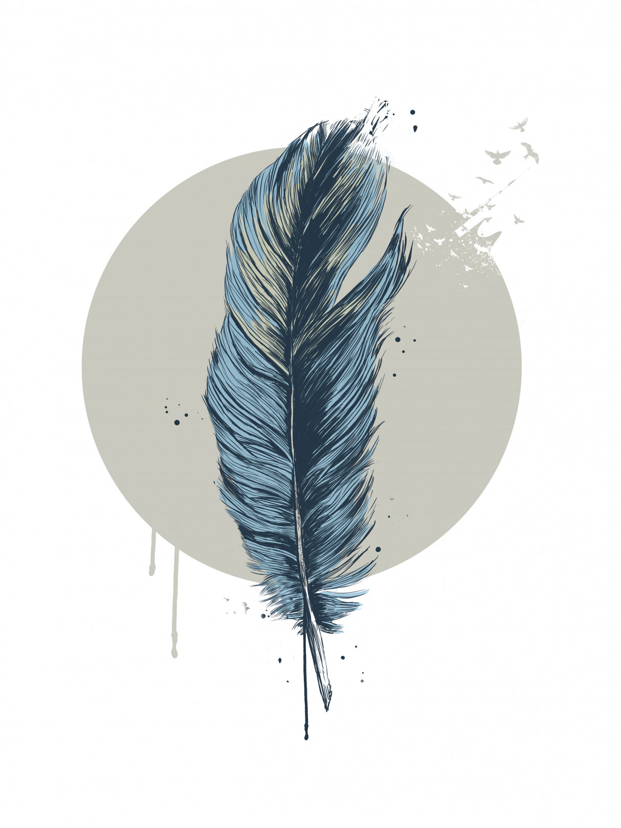 Feather in a circle Poster och Canvastavla