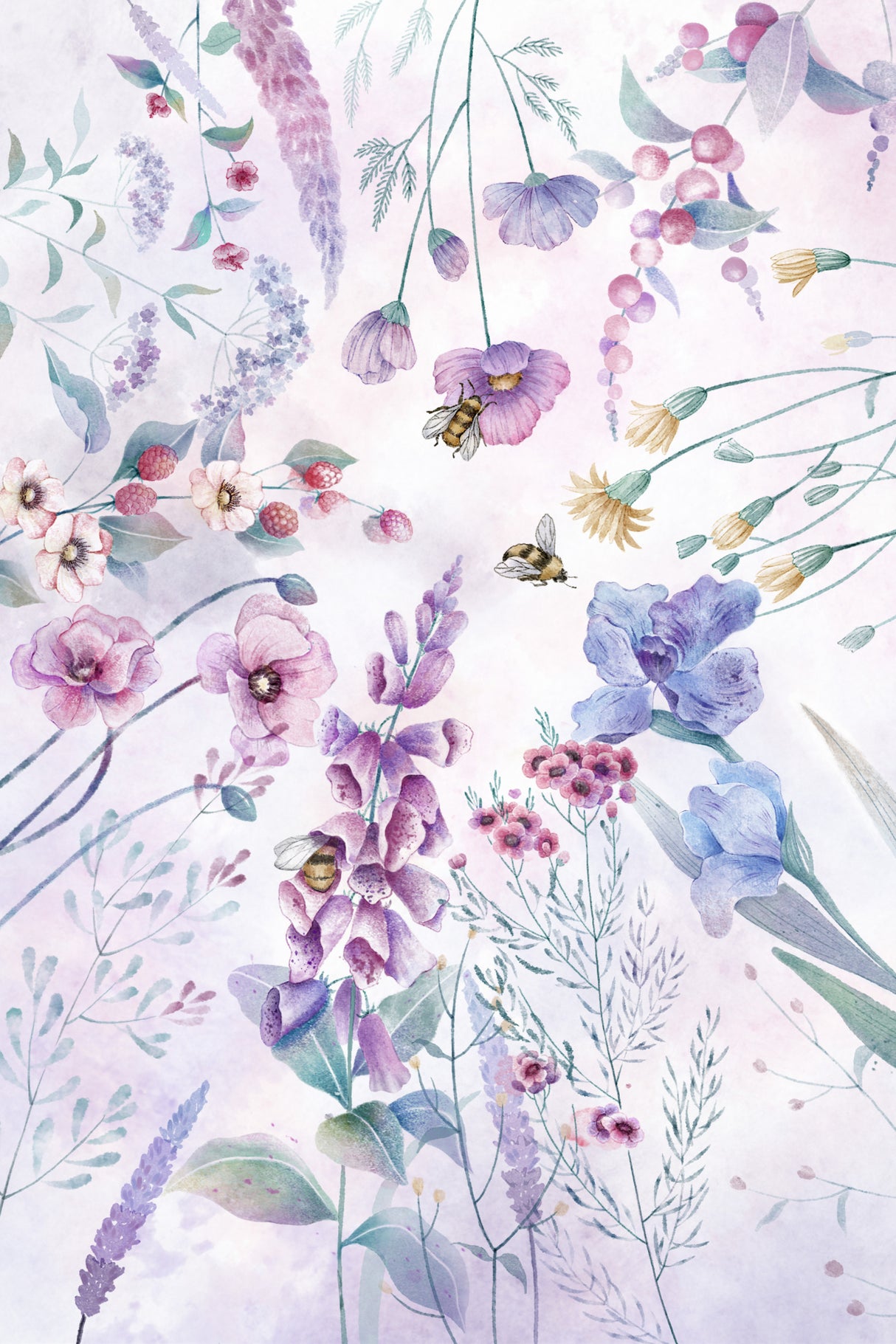 Stunning purple cottage flowers Poster och Canvastavla