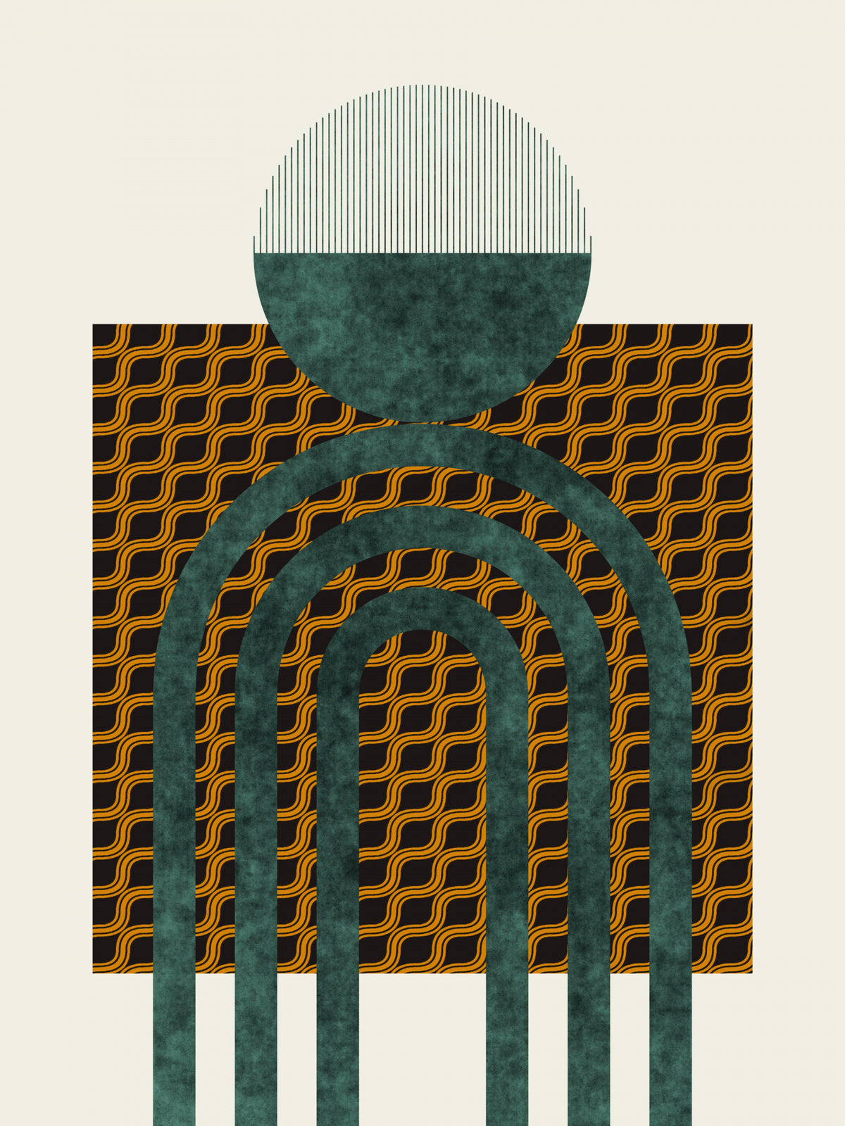 Textured Mid Century Composition 5 Poster och Canvastavla
