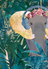 Elephant listening to music Poster och Canvastavla