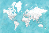 Detailed world map with cities Idrak Poster och Canvastavla