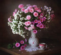 With a bouquet of chrysanthemums Poster och Canvastavla