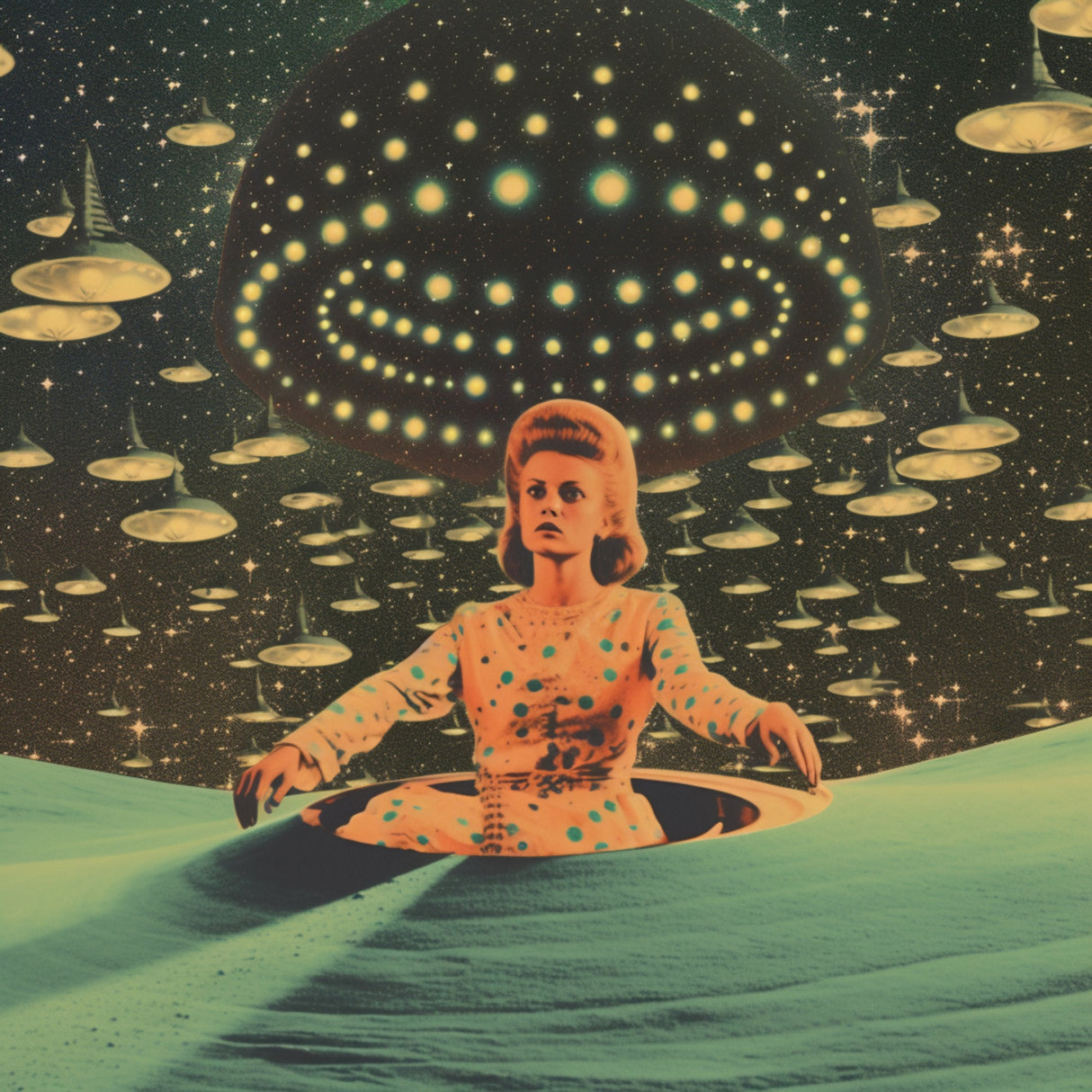 Space Queen Collage Art Poster och Canvastavla