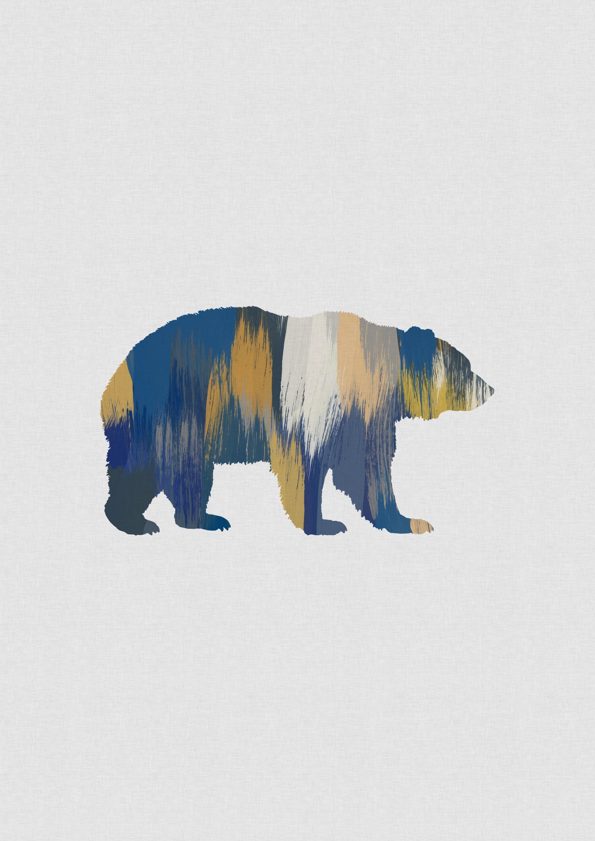 Bear Blue & Yellow Poster och Canvastavla