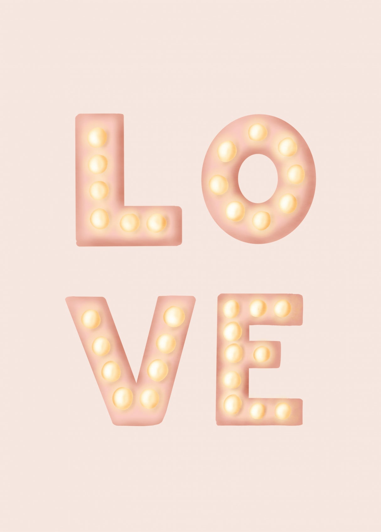 LOVE Light Letters Pink Poster och Canvastavla