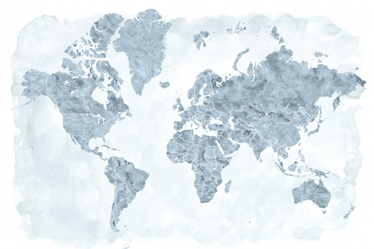 World map with outlined countries, Jacq Poster och Canvastavla