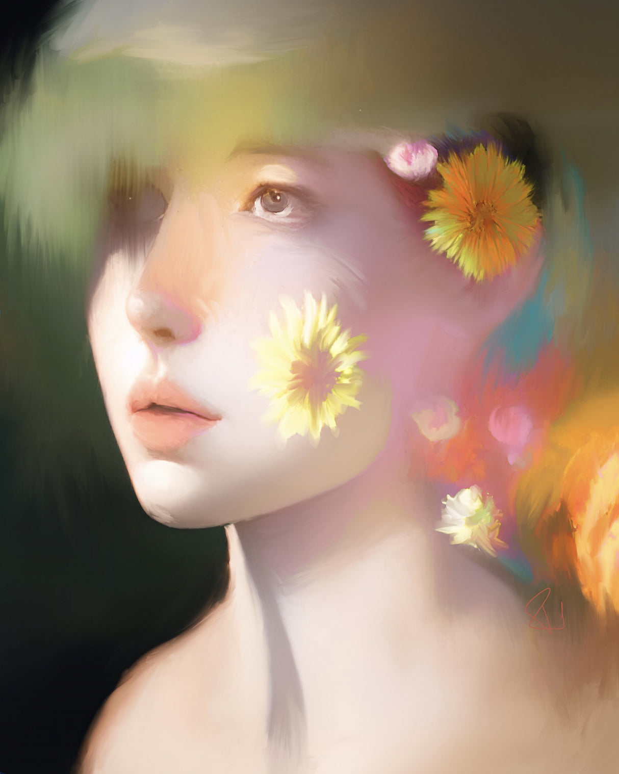 Willow with Flowers Poster och Canvastavla