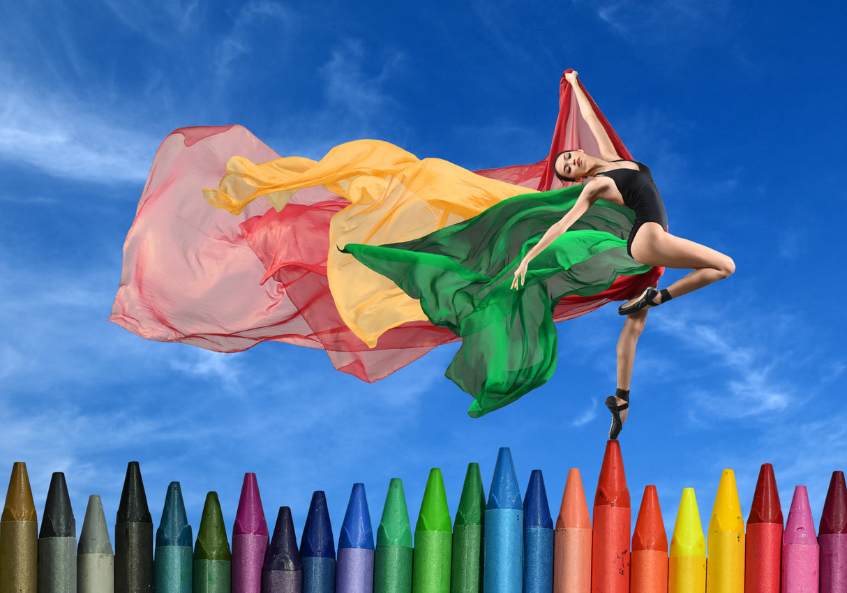 The pose of colorful ballerina Poster och Canvastavla