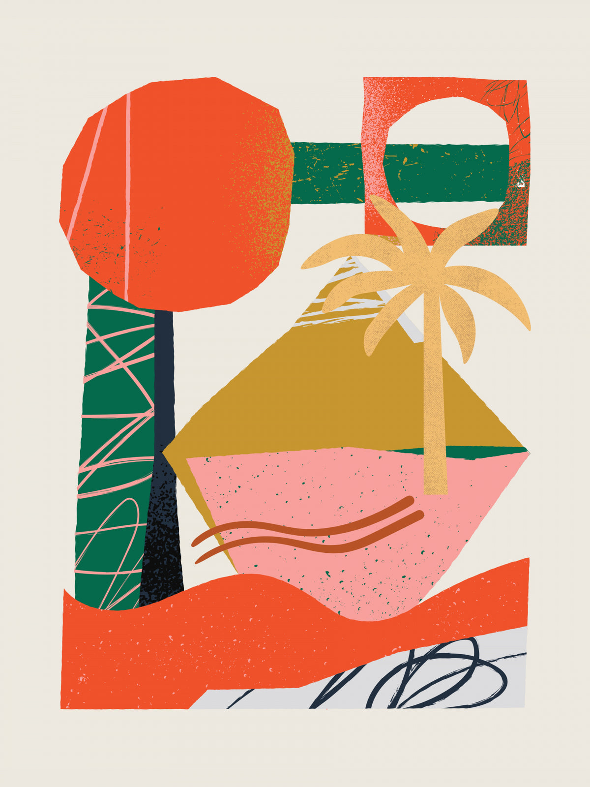 Abstract Beach Collage Poster och Canvastavla