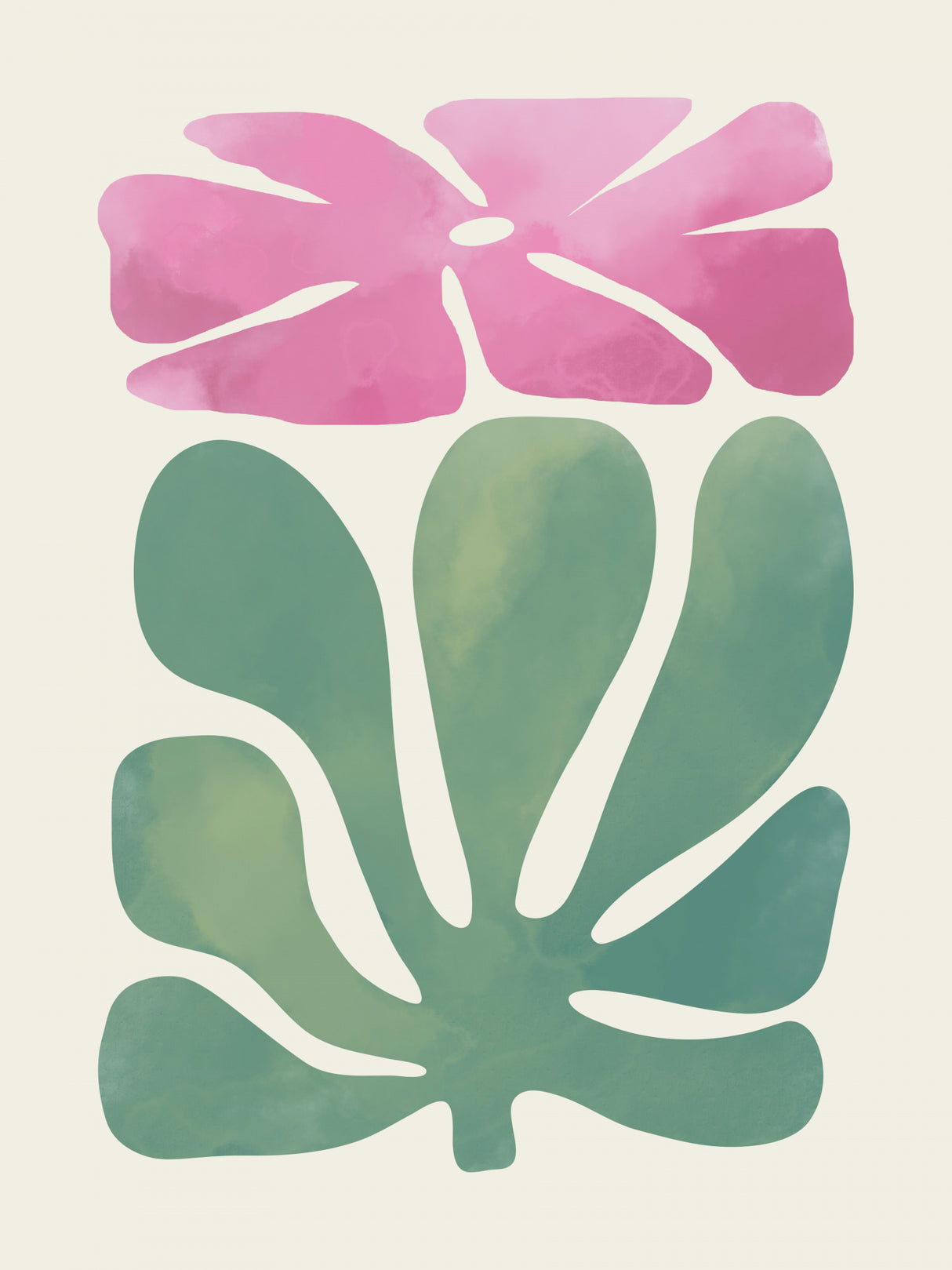 Watercolor Pink Floral Poster och Canvastavla