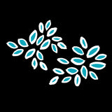 White Turquoise On Black Petals Oval Fy! Copy Poster och Canvastavla