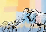Mama elephantand baby Poster och Canvastavla