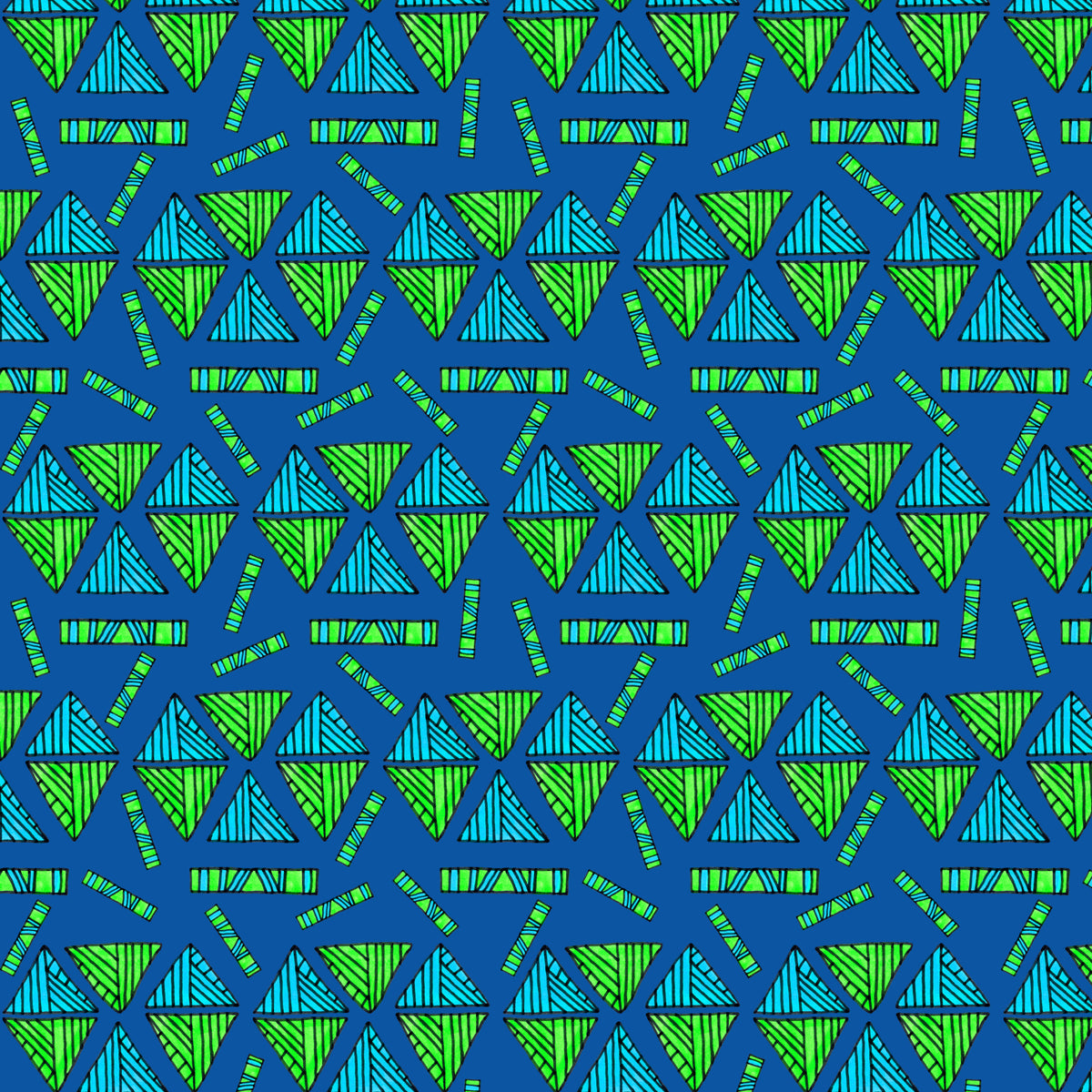 Tribal Triangles Shapes Turquoise Lime Poster och Canvastavla