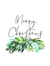 Watercolor greenery Merry Christmas Poster och Canvastavla