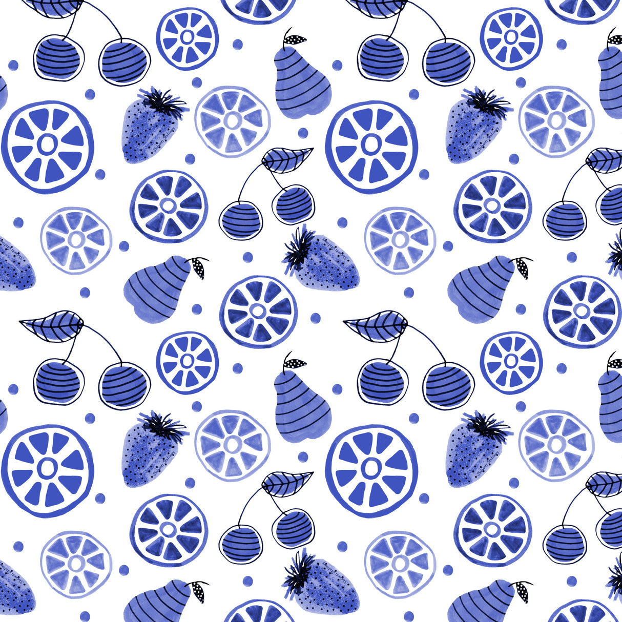 Navy Fruit Bowl Poster och Canvastavla
