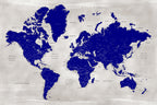 Distressed world map with cities, Delaney Poster och Canvastavla
