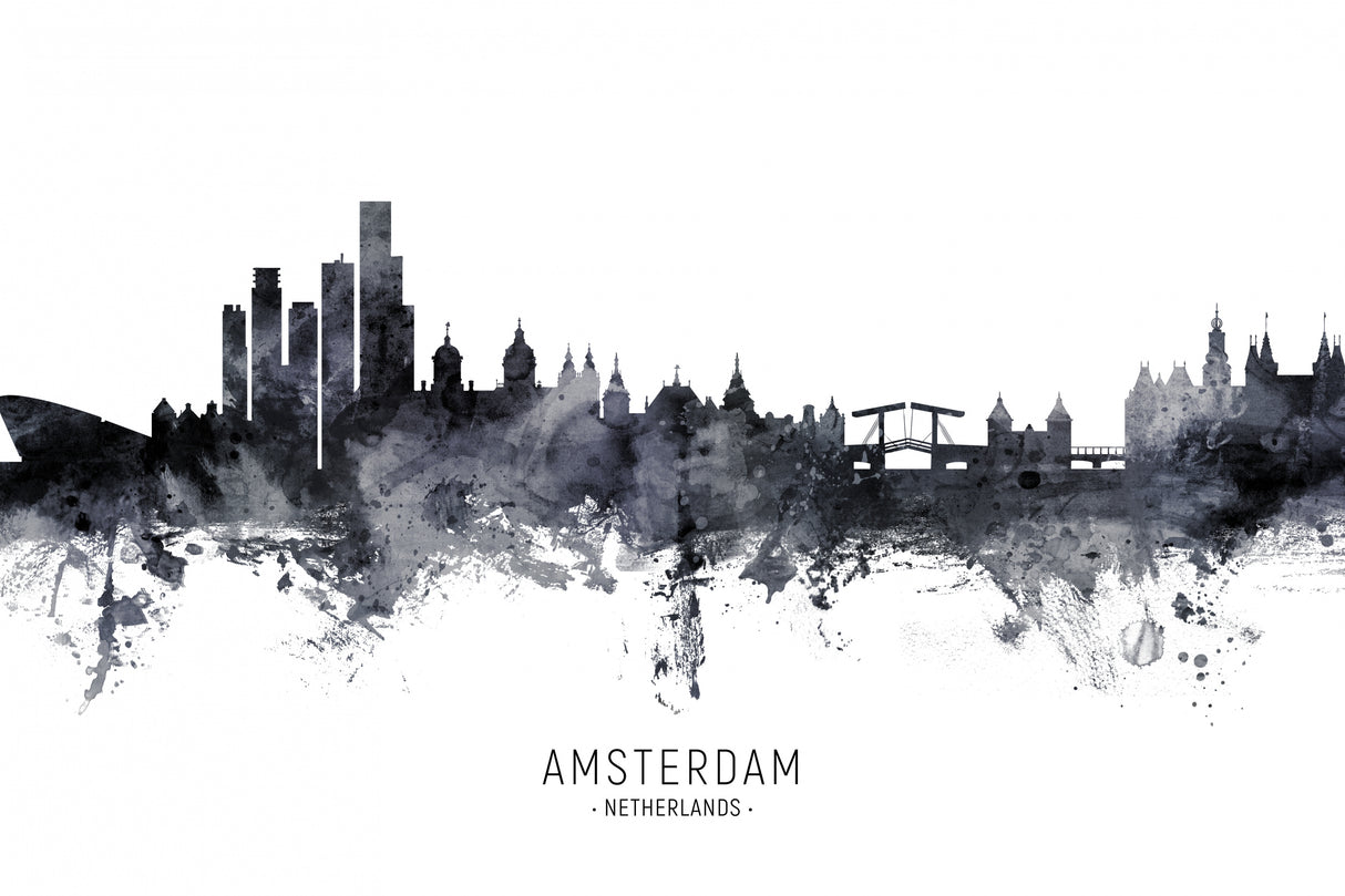 Amsterdam The Netherlands Skyline Poster och Canvastavla