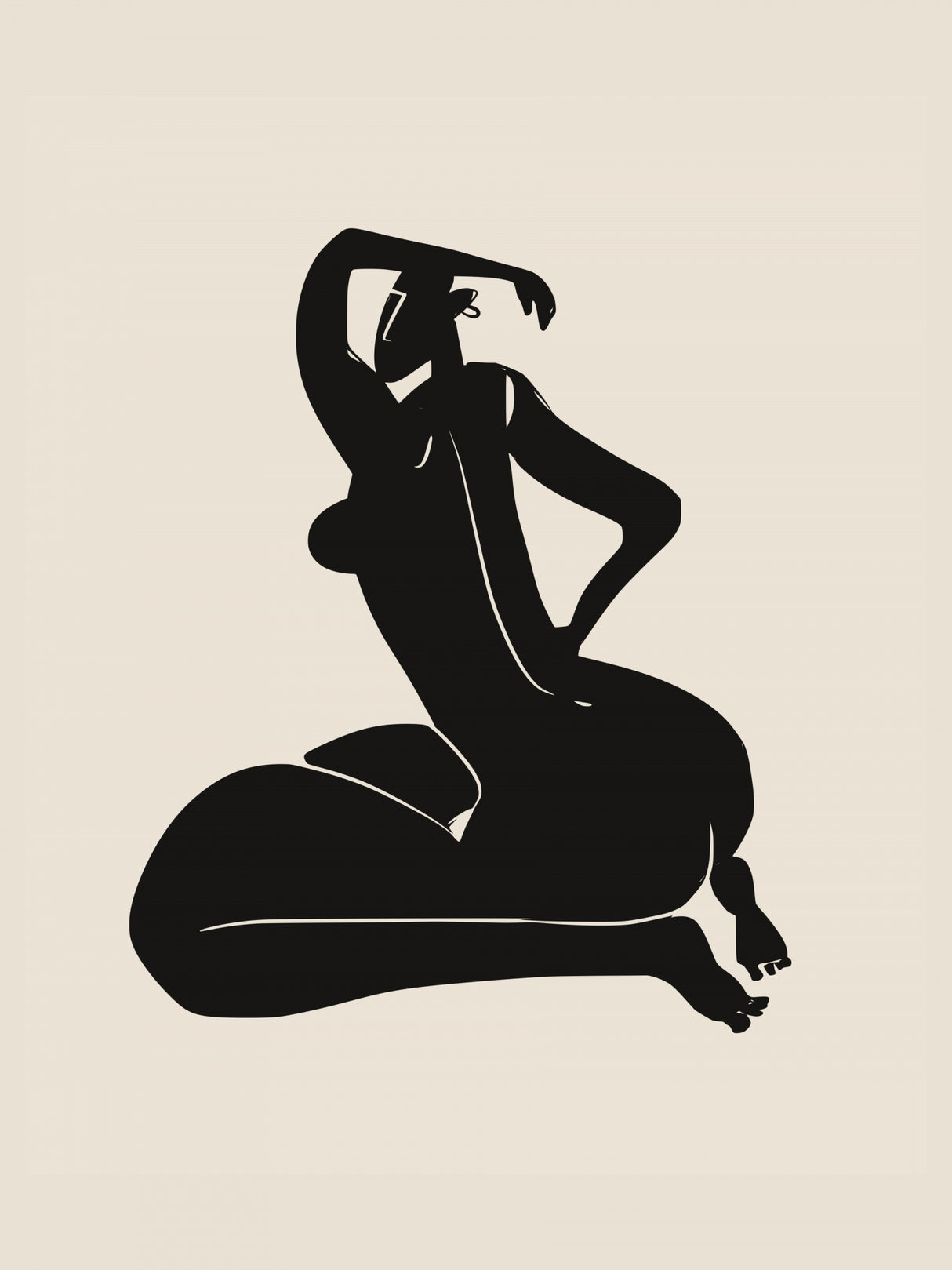 Curvy Nude In Black Poster och Canvastavla