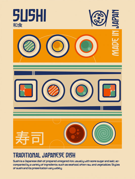 Sushi Japanese Food Print Poster och Canvastavla