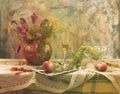 Still Life with Vine and Flowers Poster och Canvastavla