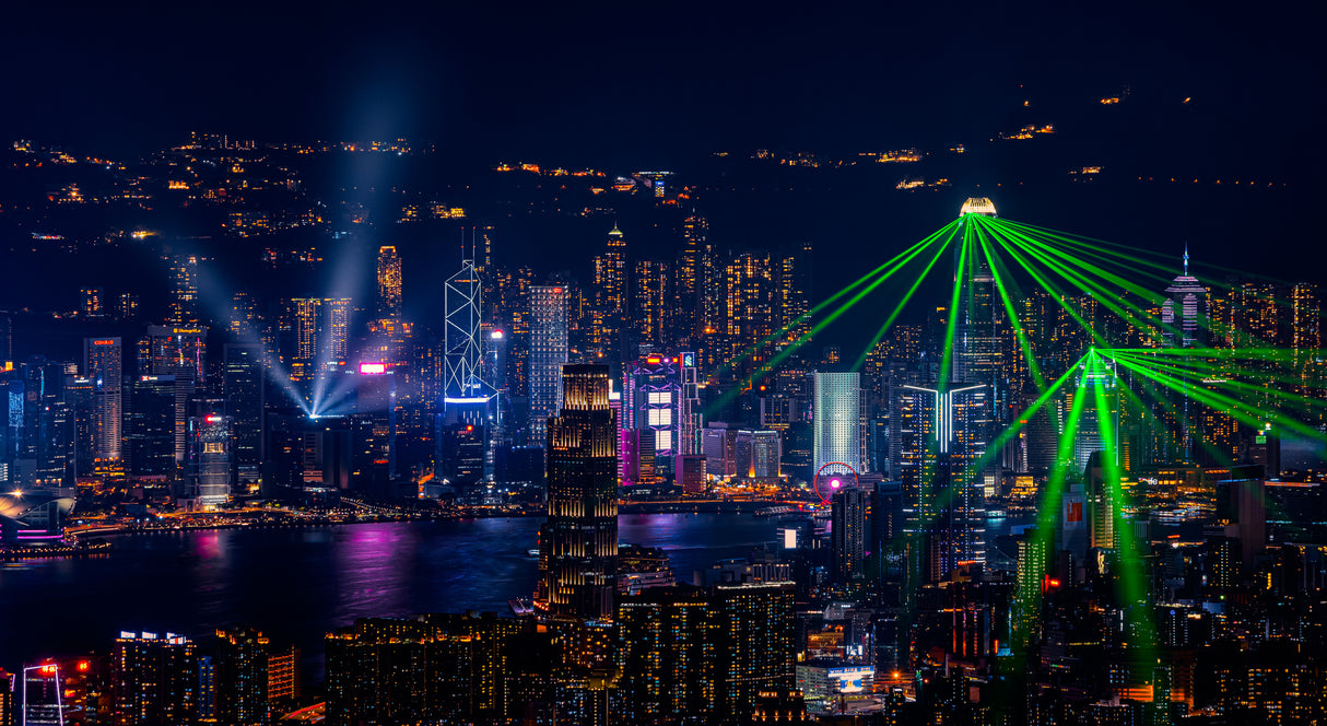Victoria Harbour Light Show Poster och Canvastavla