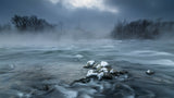 Frosty morning at the river Poster och Canvastavla