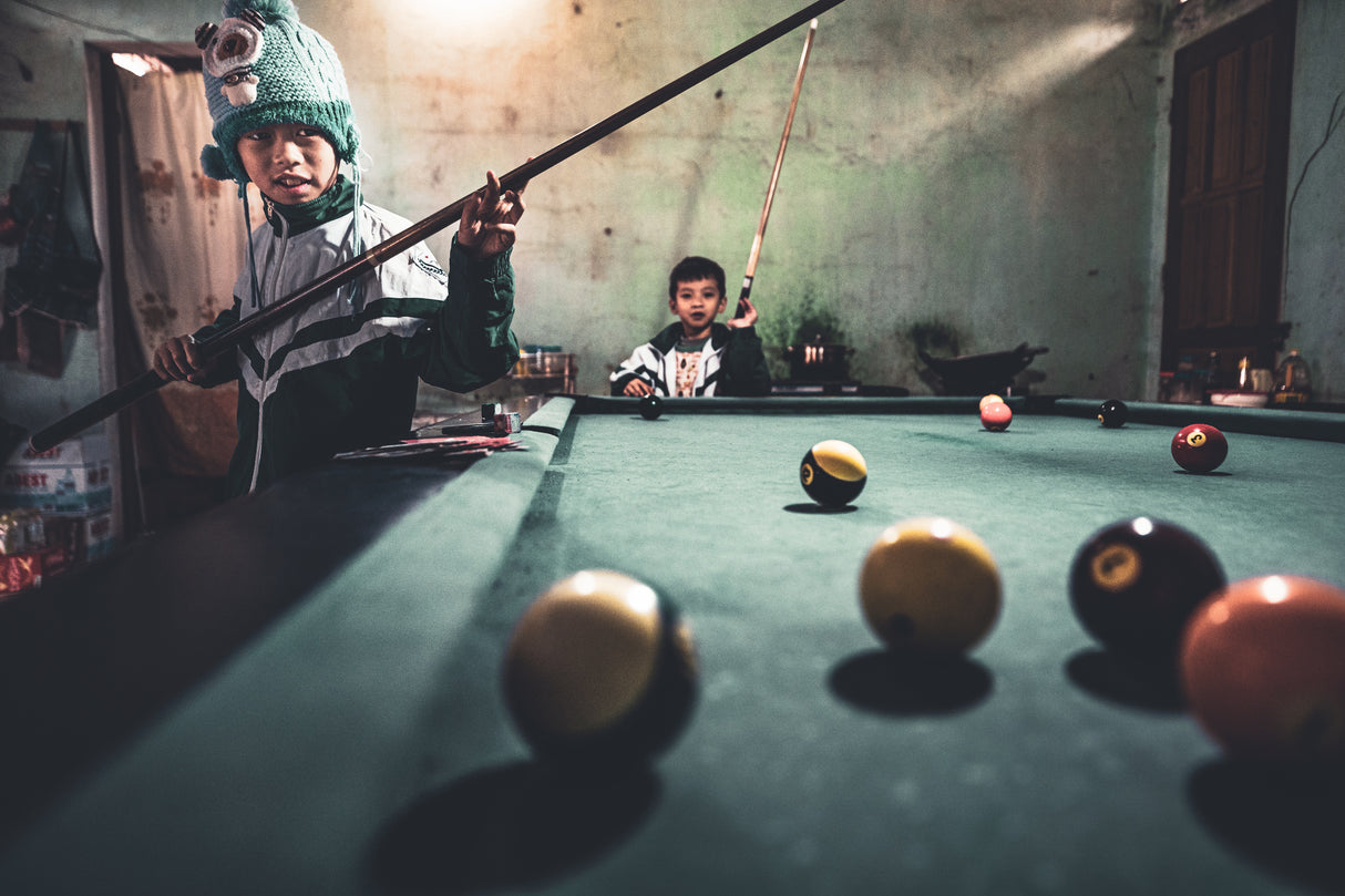 Playing pool among the northern montains Poster och Canvastavla