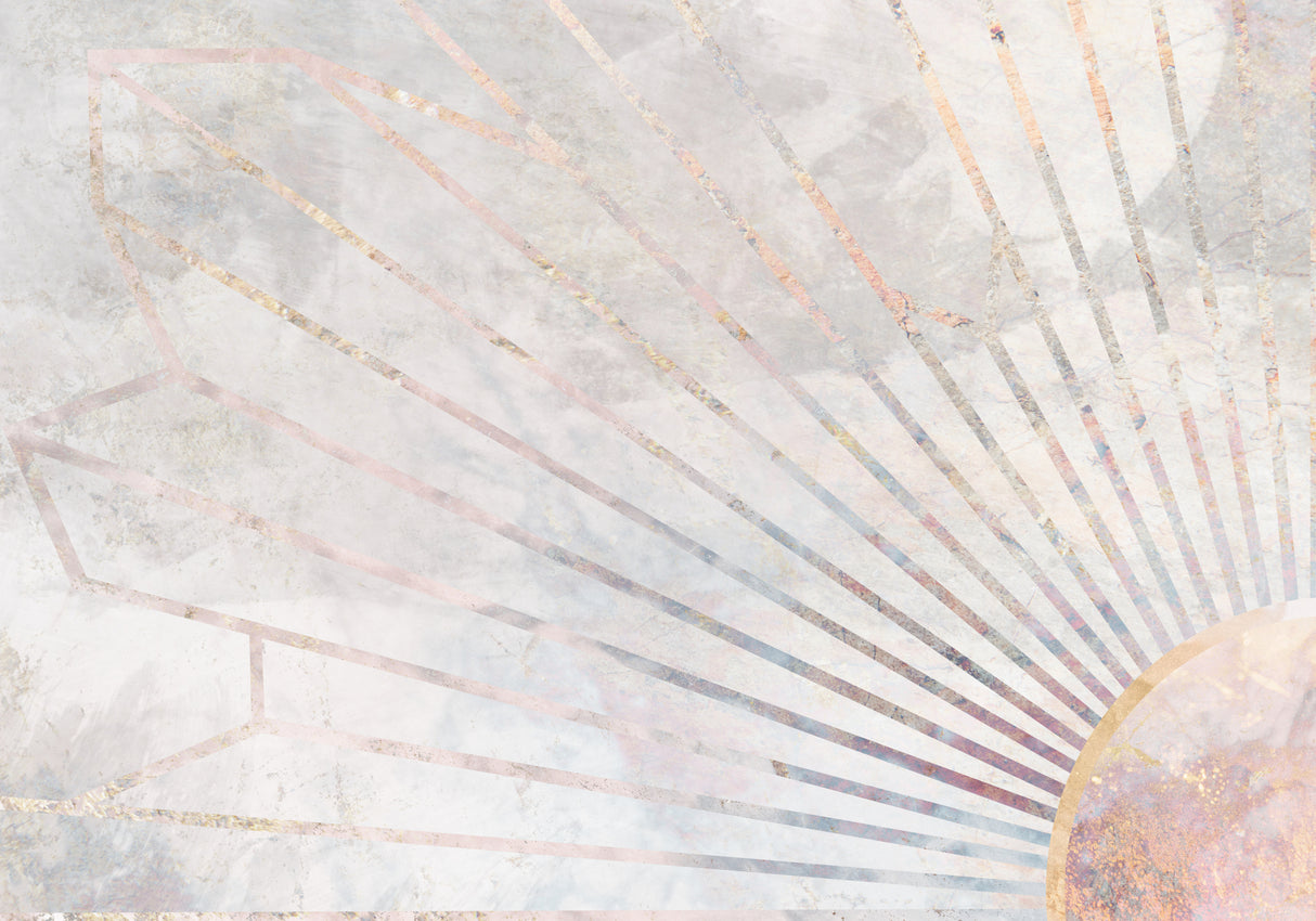 Gold geometric sun rays mural concrete Poster och Canvastavla